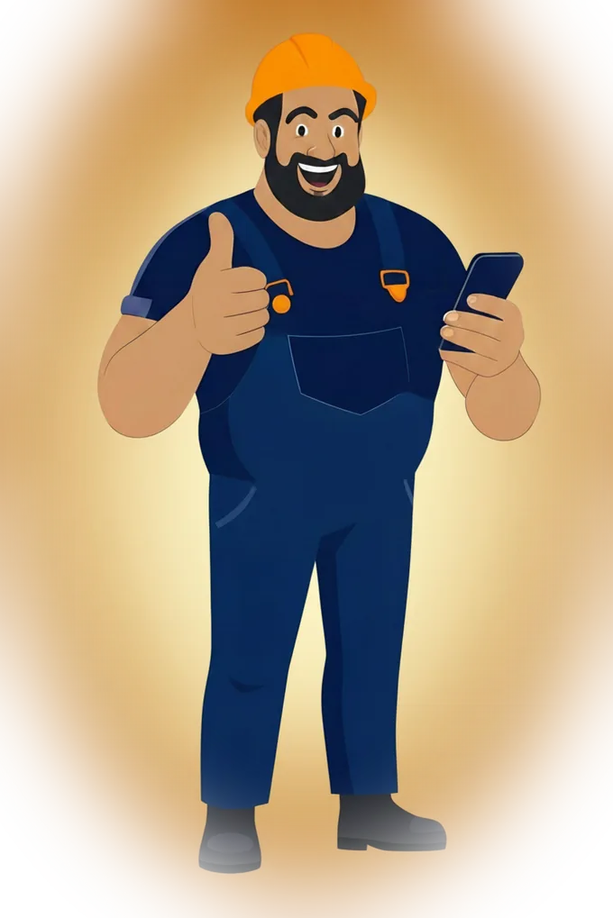 Osta mascot — friendly handyman